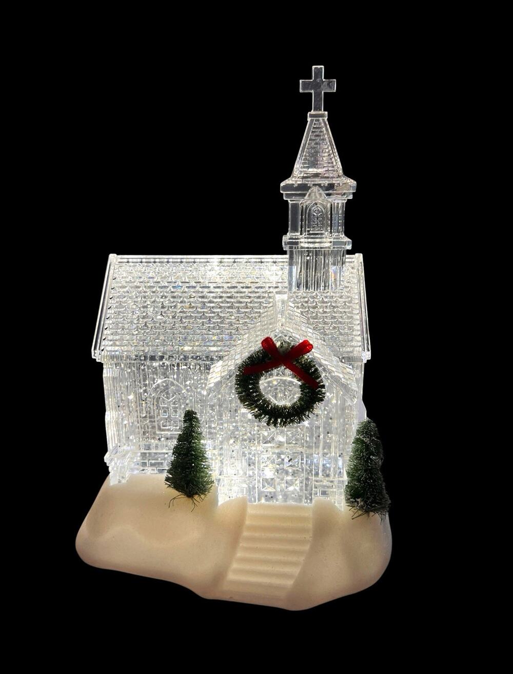 Hallmark Christmas Is Forever 9.5in Vintage Glitter Church Village Lighted Timer